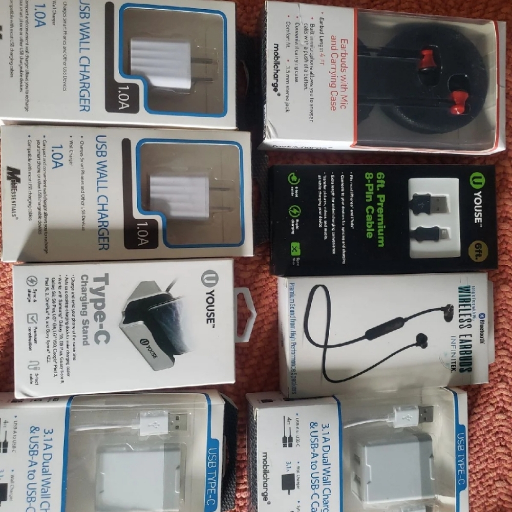 Cell phone earbuds and chargers